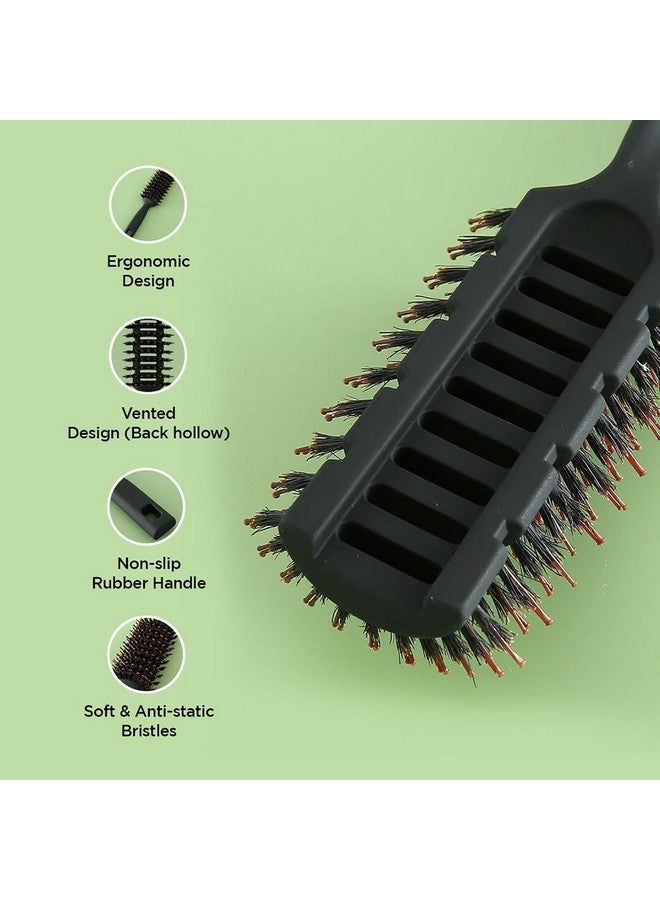 Hearts Hair Brush | Flexible Bristles Brush | Hair Brush With Paddle | Quick Drying Hair Brush | Suitable For All Hair Types | Round Vented Hair Brush | 2 Piece | C13-X-Blk | Black - Image 3