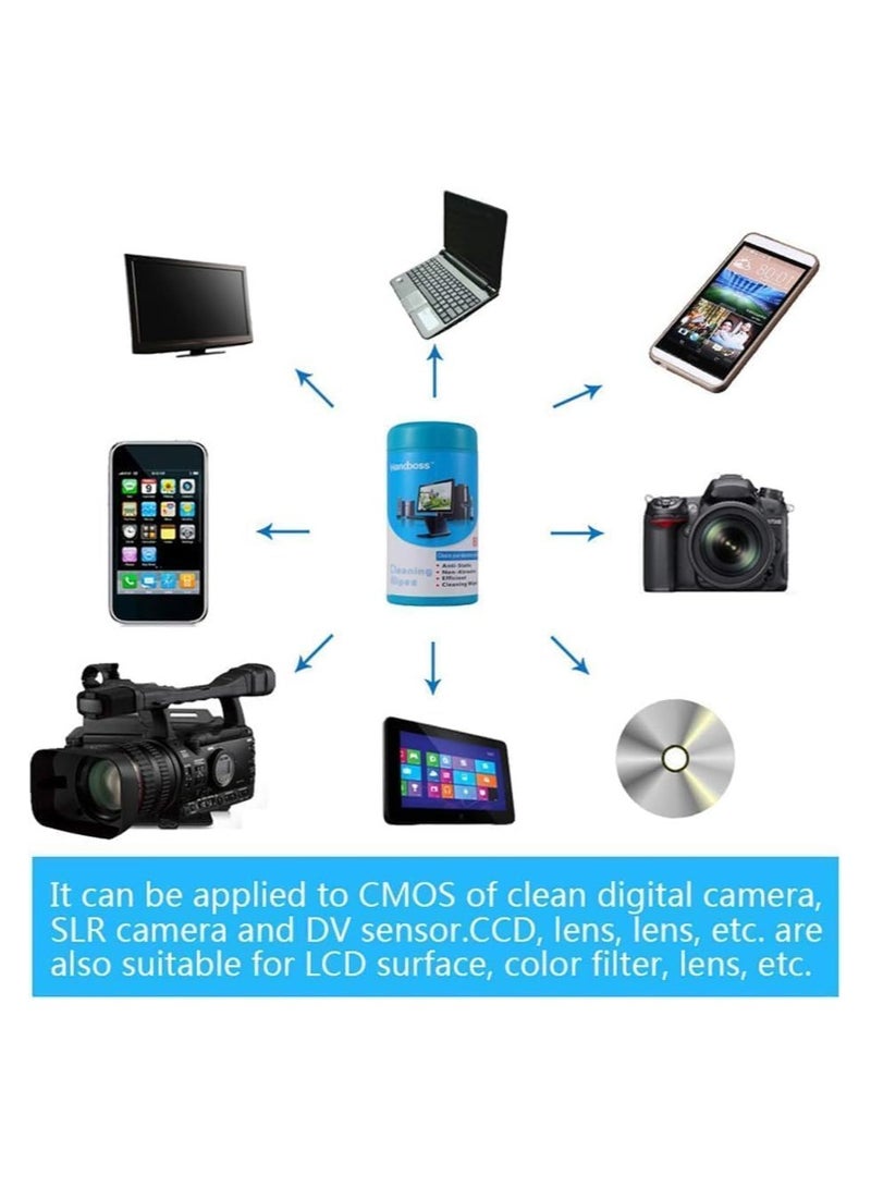 هاند بوس مناديل تنظيف الشاشات - مناديل مبللة مُبللة مسبقًا لأجهزة الكمبيوتر المحمولة، وشاشات LED، وLCD، وشاشات التلفزيون، وأجهزة iPad، والهواتف الذكية | منظف شاشات إلكتروني مقاوم للخطوط والكهرباء الساكنة | محمول وسهل الحمل والسفر - Image 2