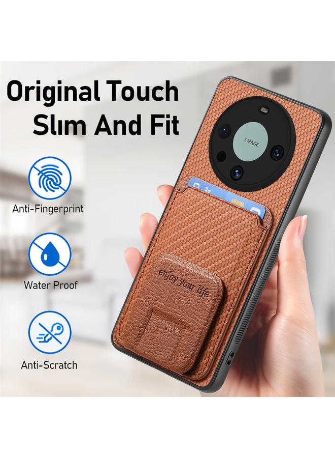 Zaboon Case For Huawei Mate 60 Pro Carbon Fiber Card Bag Fold Stand Phone Case - Image 5