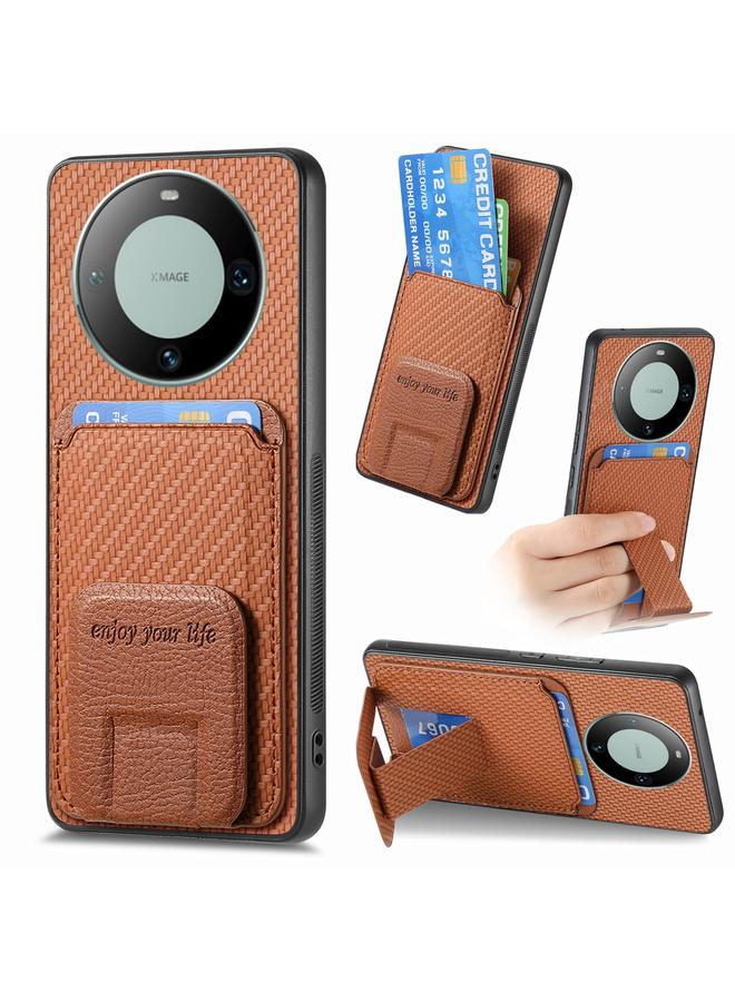 Zaboon Case For Huawei Mate 60 Pro Carbon Fiber Card Bag Fold Stand Phone Case - Image 1