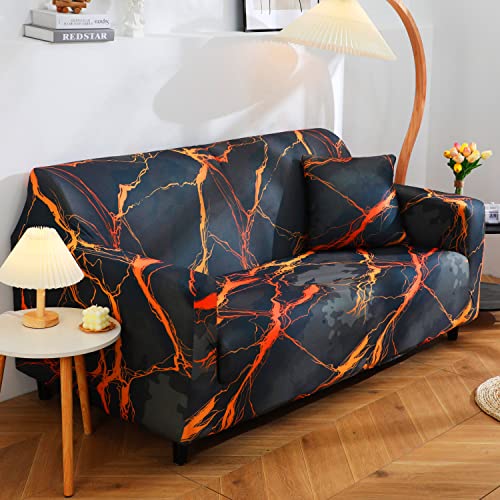 House of Quirk Polyester Spandex Printed Sofa Cover Big Elasticity Cover Stretch Universal Sofa Slipcovers (Dark Sunrise, Single Seater), Rose - Image 2