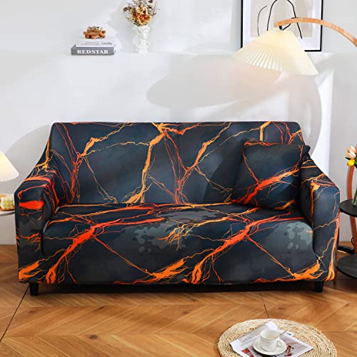 House of Quirk Polyester Spandex Printed Sofa Cover Big Elasticity Cover Stretch Universal Sofa Slipcovers (Dark Sunrise, Single Seater), Rose - Image 1