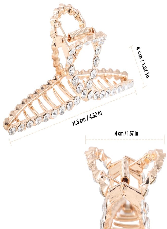 HAIMEIKANG 2 PCs Rhinestone Hair Clips for Women - Metal Claw Clips Strong and Large Hold Claw for Thick Hair, Gold and Silver Hair Clips - Image 4