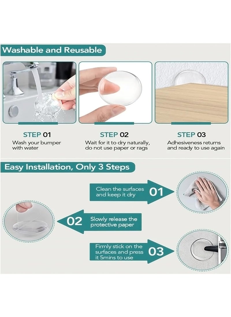 GLUN GLUN Clear Rubber Door Bumper Stopers Wall Protector 6Piece Pack Self Adhesive Door Handle Knob Wall Shield Bumper Guard for Wall  - Image 4