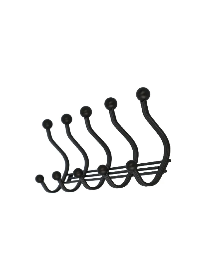 InterDesign York Lyra Wall Mounted 5-Hook Rack Black 15.62 x 5.35 x 12.83 cm 53671
