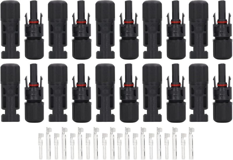 10 Sets Solar Panel Connector for Photovoltaic Cable - Male and Female PV Plugs - 1000V 30A - IP67 PPO Flame Retardant Material - Copper Core - for Parallel Solar Array Systems - Image 1