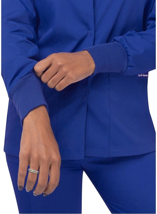 Sivvan Scrub Jacket For Women, Work Jacket For Nurses & Doctors - S8306 - Royal Blue - M - Image 5