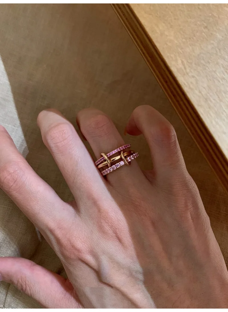 Sosha Elegance  Ombré Pink Pavé Interlocking Ring for Women | Best Price UAE