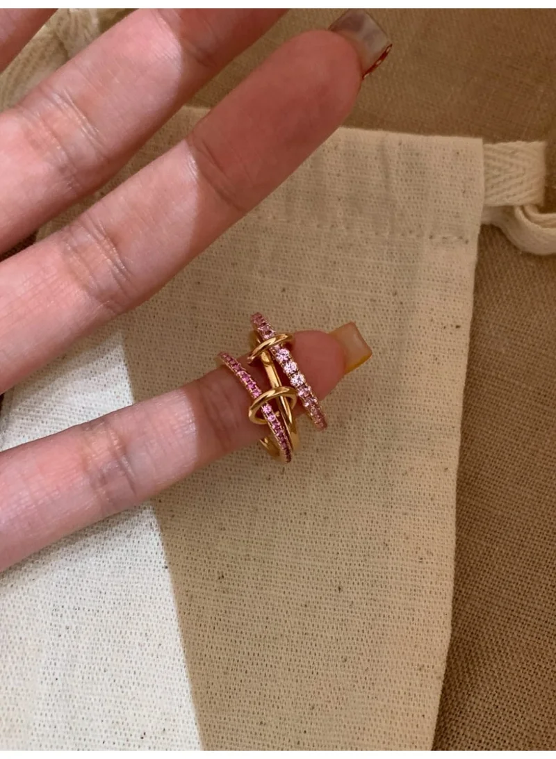 Sosha Elegance Ombré Pink Pavé Interlocking Ring