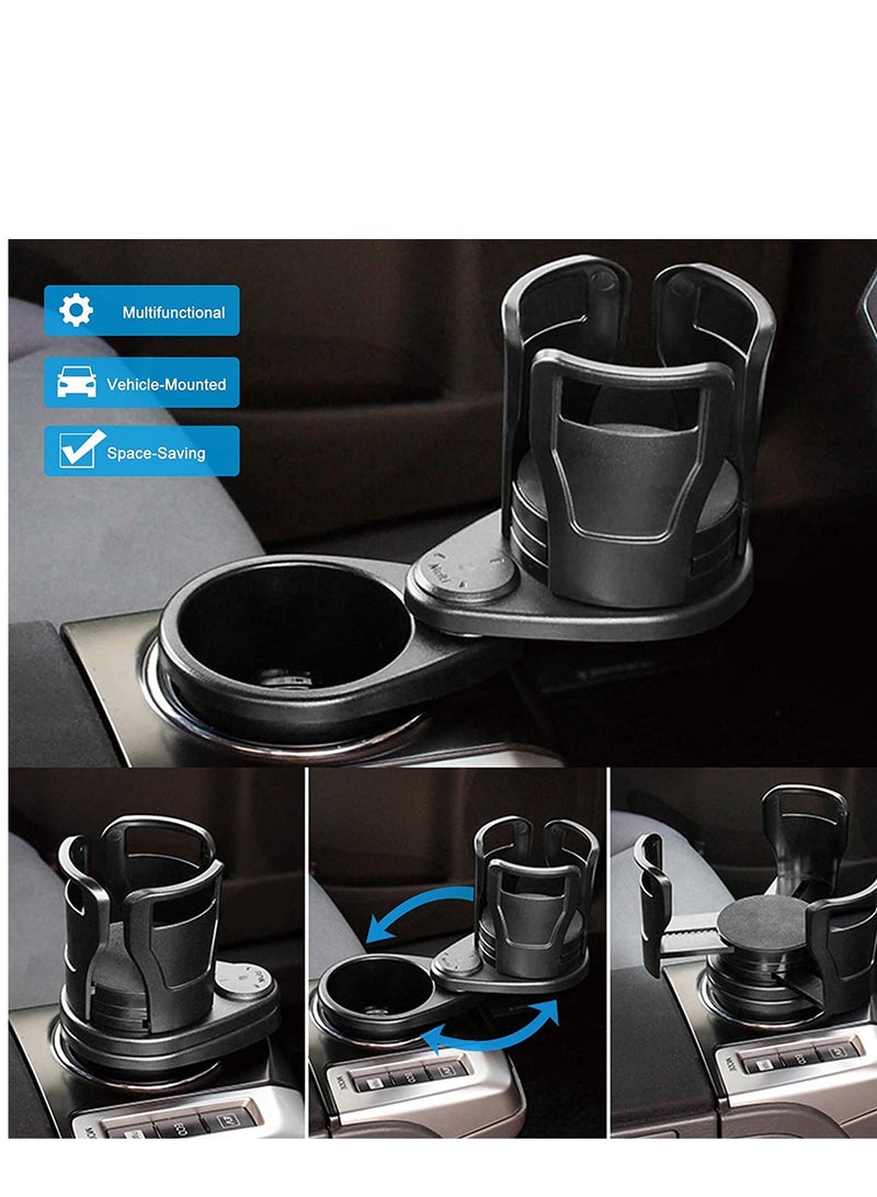SYOSI Car Cup Holder Expander Adapter, 2 in 1 Universal Dual Cup Mount Extender Organizer 360° Rotating Adjustable Base Water Cup Drink Holder  - Image 4