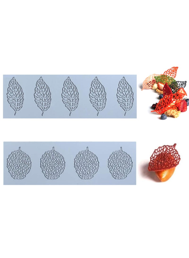 SUNSAR 2Pcs Leaves Shape Silicone Mold, Cake Candy Baking Decorating Tools, Used for Shaping Melted Sugar Paste, Chocolate, Fondant, Butter, Soap DIY Craft - Image 1