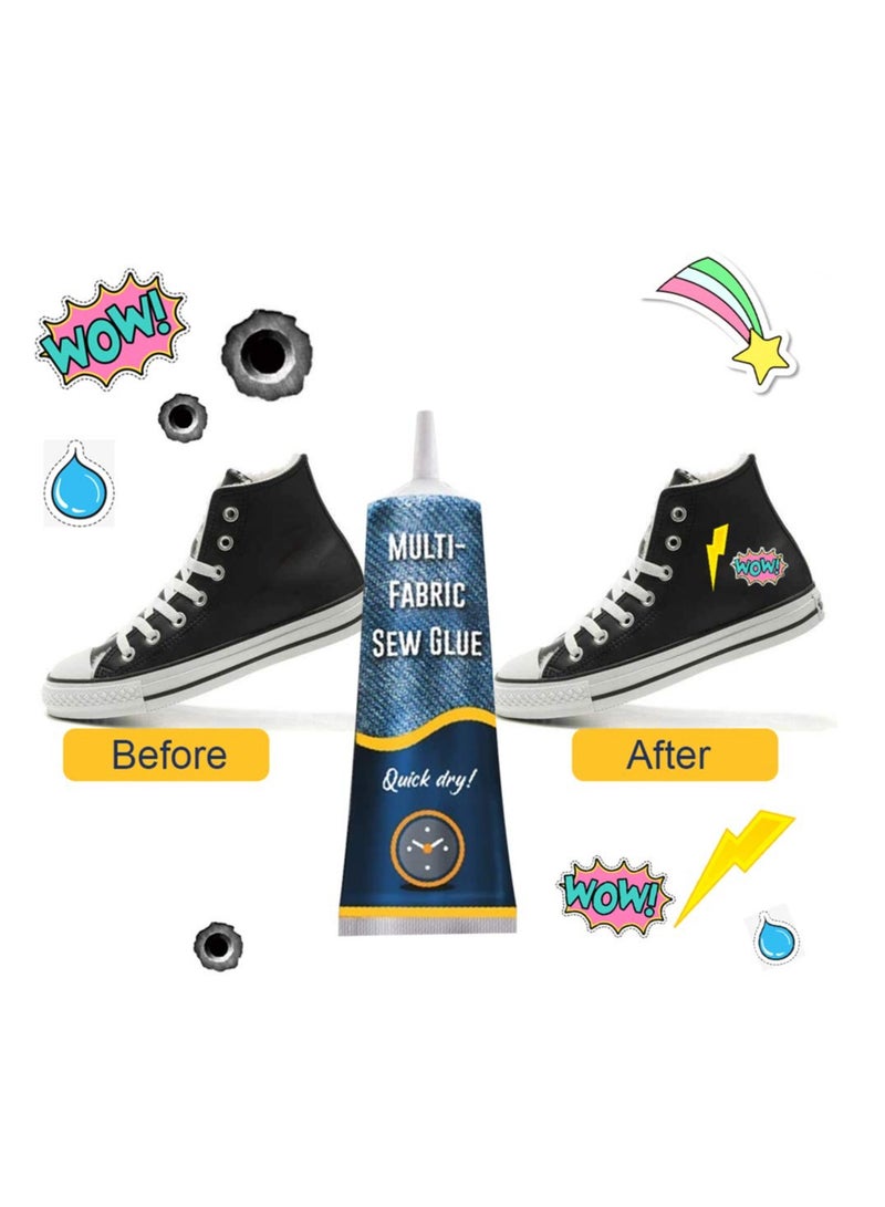 Excefore Stitch Liquid, 2Pcs Multi-use Fabric Adhere Fast Tack Dry Sew Glue, Fabric Adhesives for Jeans Clothing Leather Sewing Solution Repairing Tool - Image 5