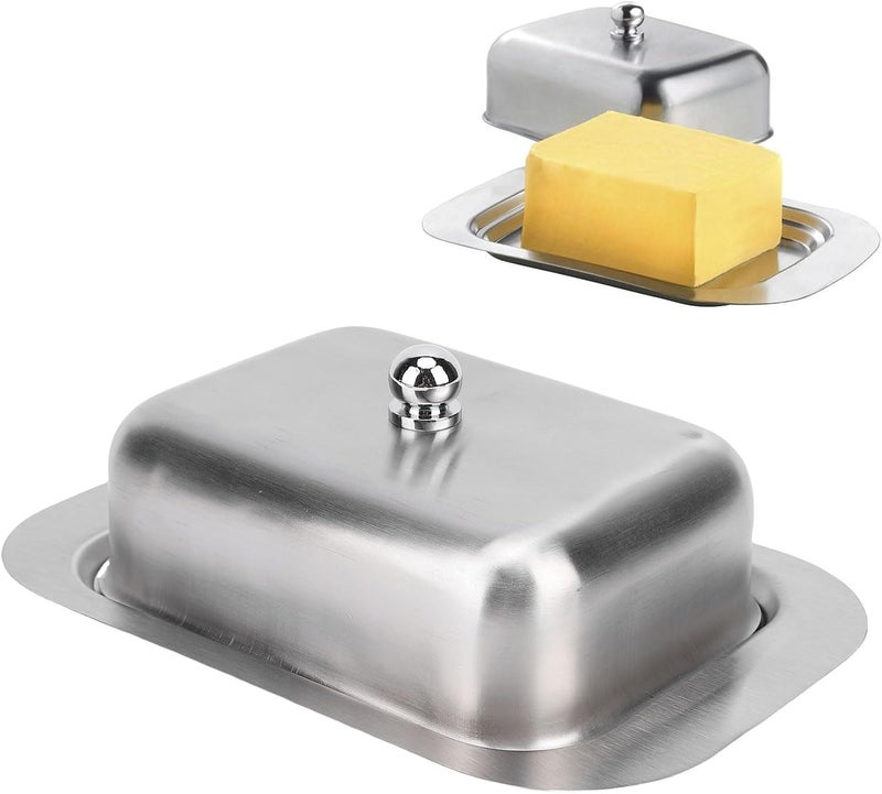 Longevity upgraded craftsmanship Stainless Steel Butter Dish with Lid, Sealed Silver Butter Container Cheese Plate for Countertop or Refrigerator Condition adaptive build Advanced minimal build General standard crafted Cost effective upgraded craftsmanship Temp & permanent project compatible Local supply chain stock Nationwide delivery Multi-purpose Quick use-switch compatible build Size-sorted warehouse storage Flexible usage build Global assorted color picks Instant order available stock All need matching options Domestic distribution ready Market popular practical build Diverse operation compatible Trendy varied sizing alternatives Local trackable shipment Freeze crack proof Cost saving user oriented build Fine detail Market need oriented construction Leakproof sealed - Image 1