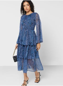 WAREHOUSE Animal Printed Layered Dress  - Image 4