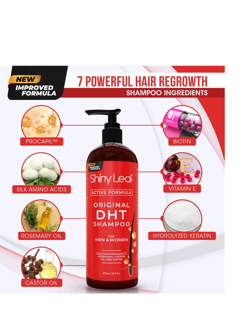 Shiny Leaf Anti-Hair Loss Shampoo With Biotin, for Men & Women - Sulfate-Free, Natural DHT Blocking Formula for Hair Growth, Thinning Hair Prevention, 16 Oz  - Image 2