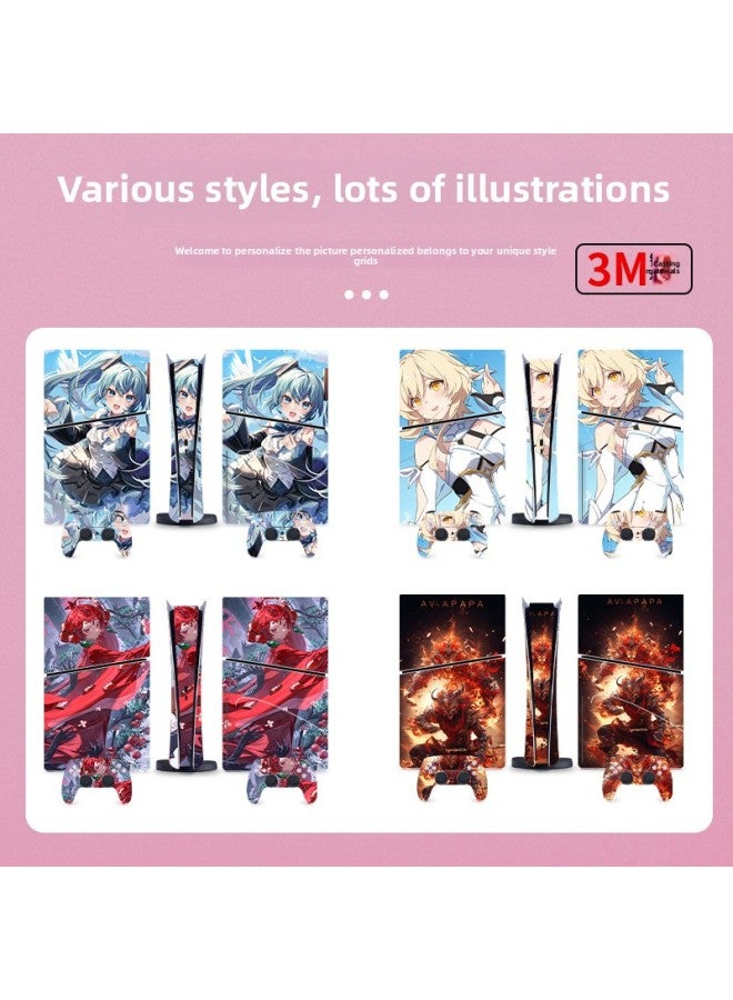 Suitable For Sony PS5 Game Console Sticker Optical Drive Version Protective Film Fashion Genshin Impact Animation Full Set Of Sticker Film-Color:Customized With Pictures - Image 2