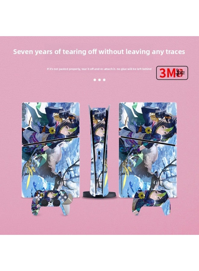 Suitable For Sony PS5 Game Console Sticker Optical Drive Version Protective Film Fashion Genshin Impact Animation Full Set Of Sticker Film-Color:Customized With Pictures - Image 3