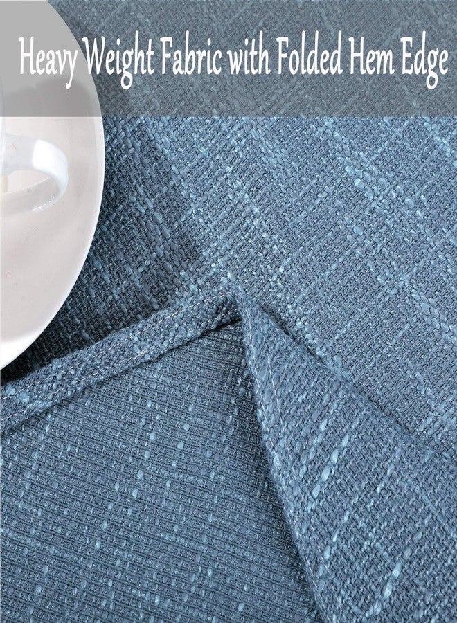 Dimatic Cotton Linen Solid Color Tablecloth Round Simple Style Table Cover for Small Round Table 24"-40" (2 Seats), Light Blue, Round - 63 Inch - Image 5