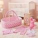 BABESIDE 8 Pcs Baby Doll Accessories Reborn Baby Dolls Clothes with Bassinet for 1722 Inch Babydolls Outfit fit Babies Dolls Girl Babies Pretend Play Set - Image 2