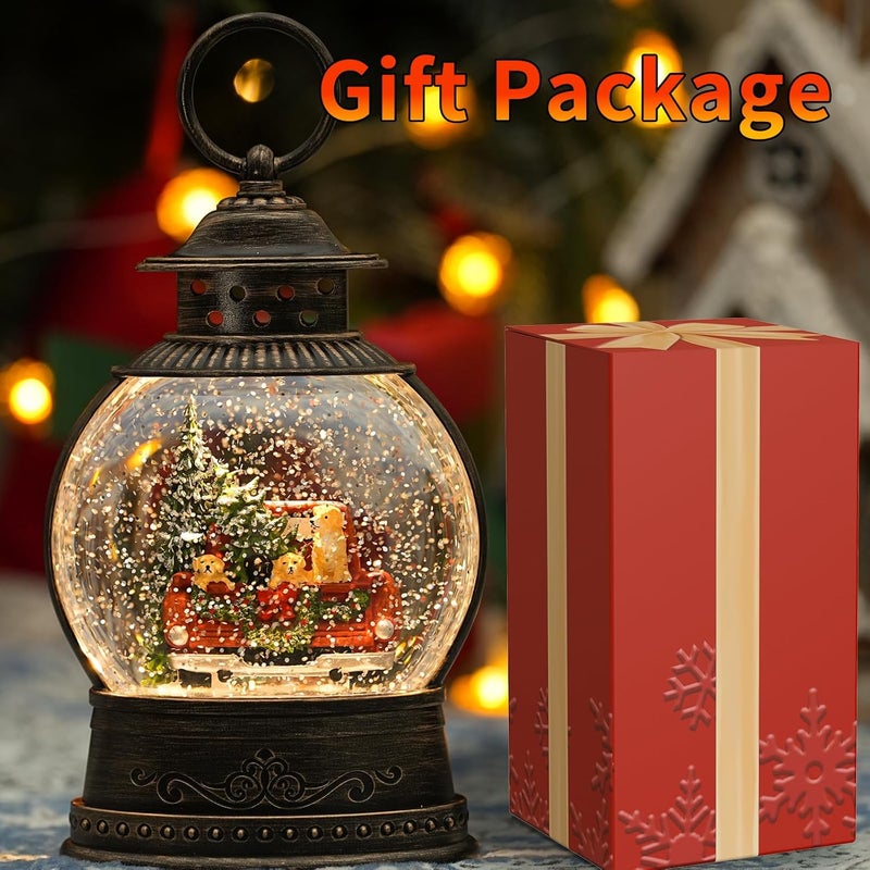 PestiLite Dog Snow Globe Lighted Christmas Decorations, Musical Snow Globe Lantern with Swirling Glitter, Red Truck Christmas Tree Holiday Party Gifts and Decorations, USB & Battery Operated - Image 5