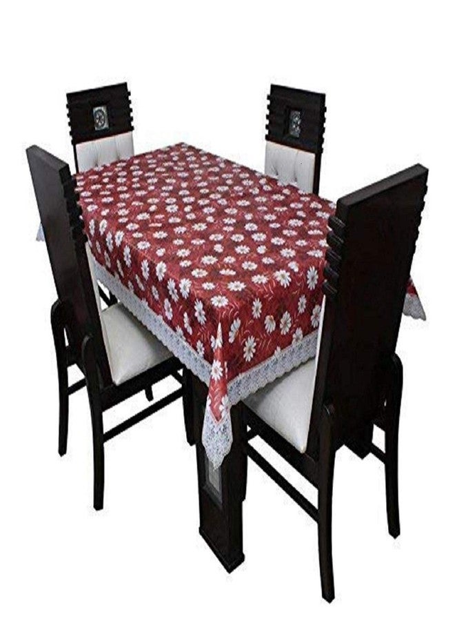 MONKDECOR Printed PVC Rectangle Centre Table Cover / 2 Seater Dining Table Cover (Size- 40x60 Inches) - Red Color (Design-2) - Image 1