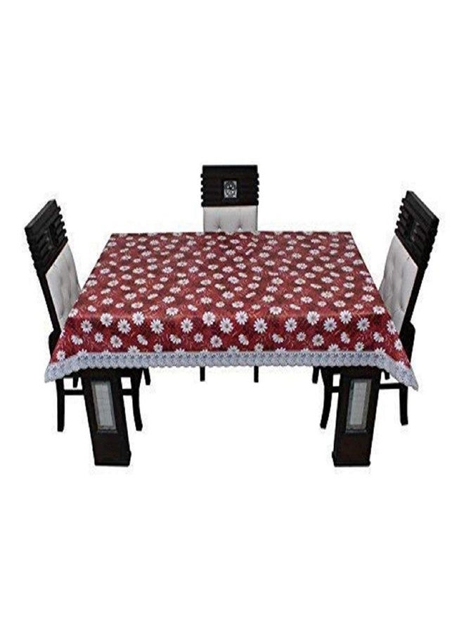 MONKDECOR Printed PVC Rectangle Centre Table Cover / 2 Seater Dining Table Cover (Size- 40x60 Inches) - Red Color (Design-2) - Image 3