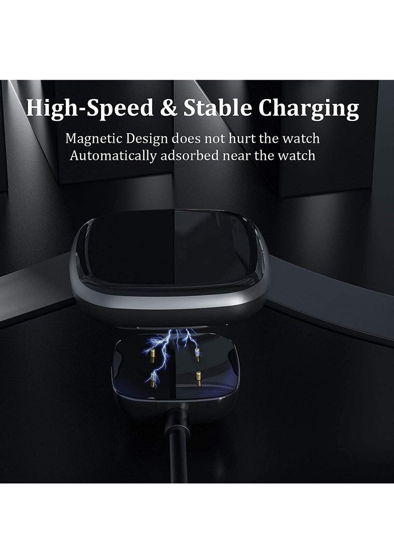 كابتن تيك قاعدة شاحن متوافق مع Fitbit Sense / Versa 3 ، كابل شحن USB بديل ، ملحقات المحطة الأساسية مع 3.3FT لـ Sense Smartwatch 2-Pack - Image 3