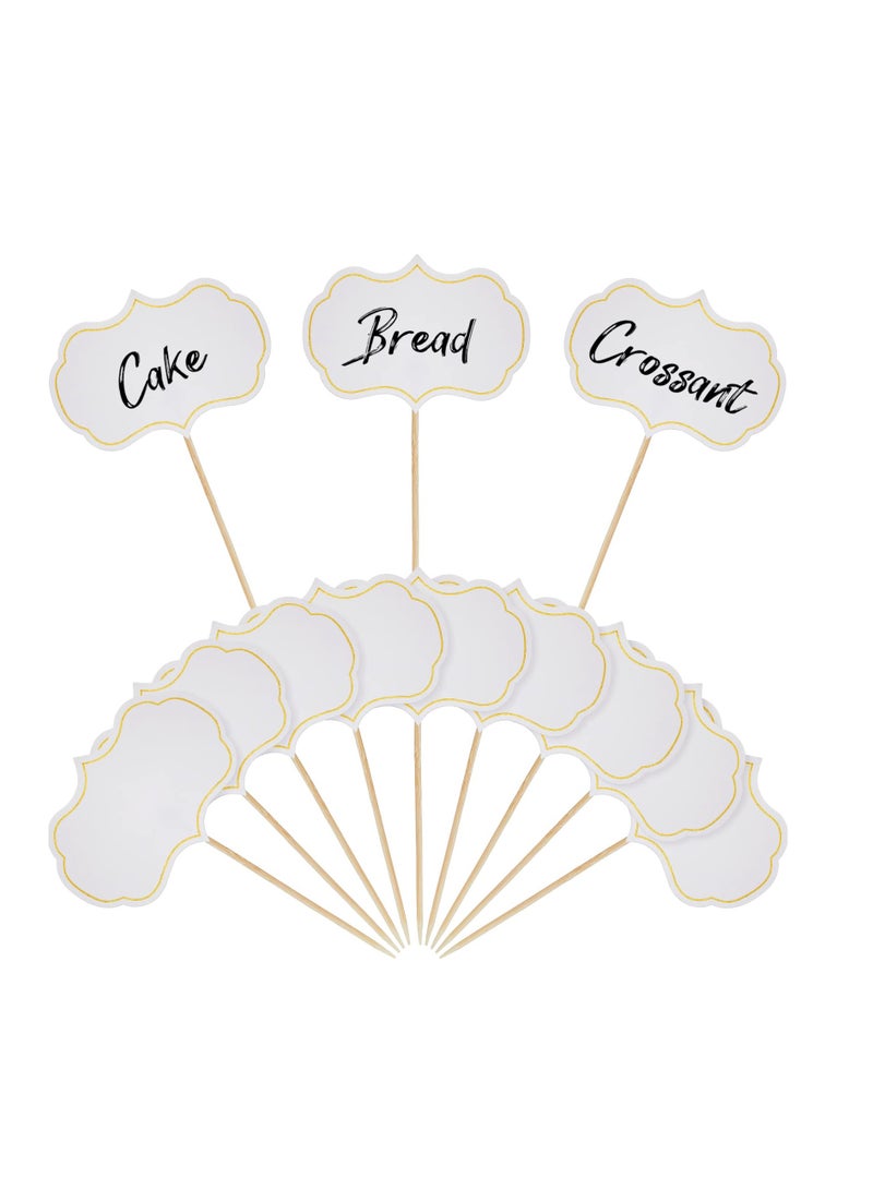 Excefore علامات جبن للوحة شاركوتيري، 50 قطعة لافتات حفلات البوفيه علامات طعام أعلام بيضاء صغيرة قواطع كعك ميني عود أسنان فارغ لتزيين حفلات الزفاف وأعياد الميلاد (أبيض) - Image 1