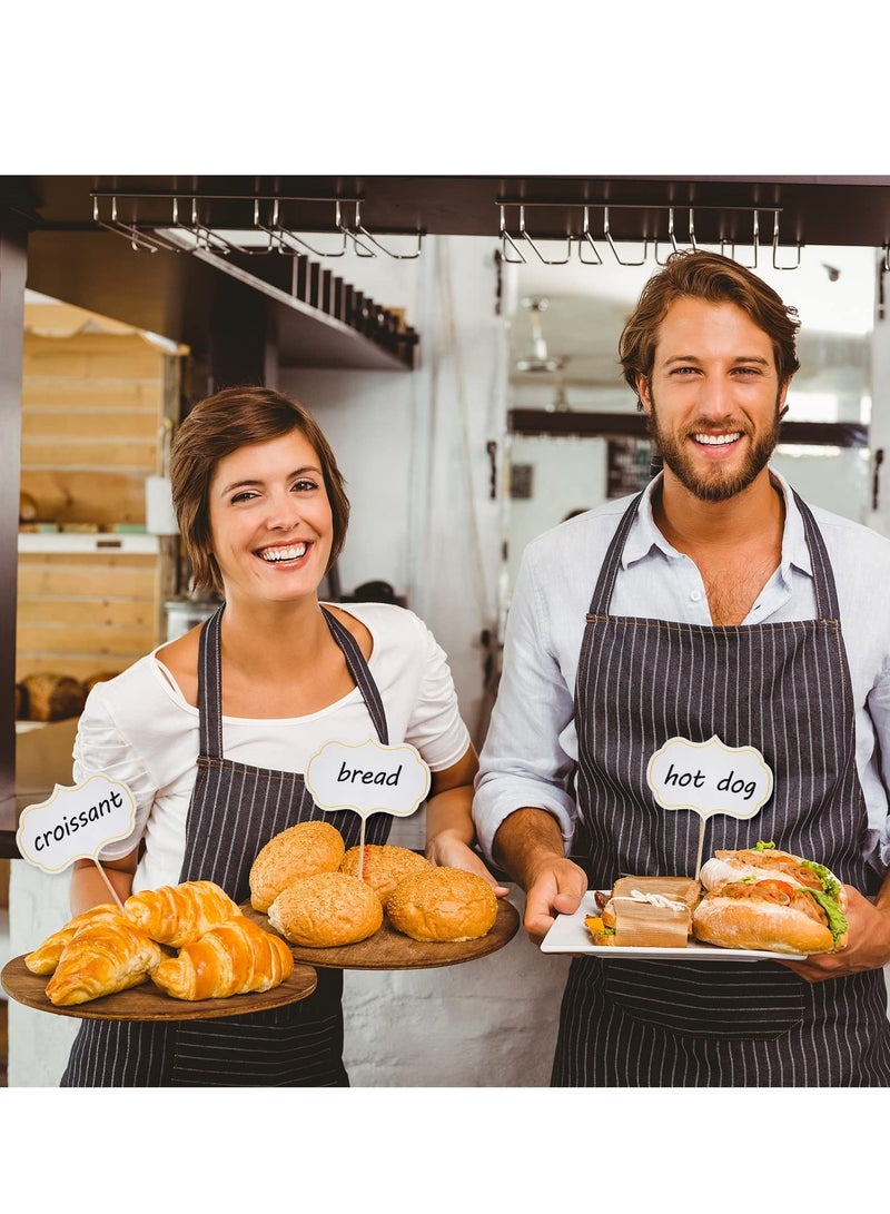 Excefore علامات جبن للوحة شاركوتيري، 50 قطعة لافتات حفلات البوفيه علامات طعام أعلام بيضاء صغيرة قواطع كعك ميني عود أسنان فارغ لتزيين حفلات الزفاف وأعياد الميلاد (أبيض) - Image 4