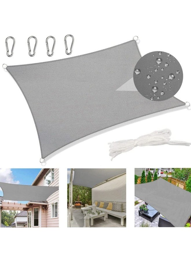 GGEROU Sun Shade Sail Canopy UV Block Awning Sun Sail Rectangular Sail Shade PES UV Protection Sun Sail Weatherproof for Garden Outdoor Terrace Balcony, Grey  - Image 1