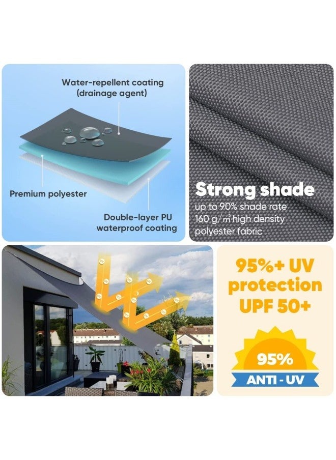 GGEROU Sun Shade Sail Canopy UV Block Awning Sun Sail Rectangular Sail Shade PES UV Protection Sun Sail Weatherproof for Garden Outdoor Terrace Balcony, Grey  - Image 3