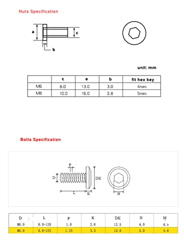 binifiMux 10-Pack M6-1.0 x 35mm Rivet Countersunk Hex Head Socket Cap Bolt and Barrel Nut for Furniture - Image 2