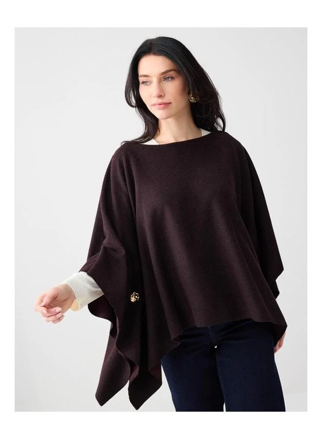 Jimmy Key Coffee Melange Boat Neck Batwing Sleeve Soft-Texture Blouse.