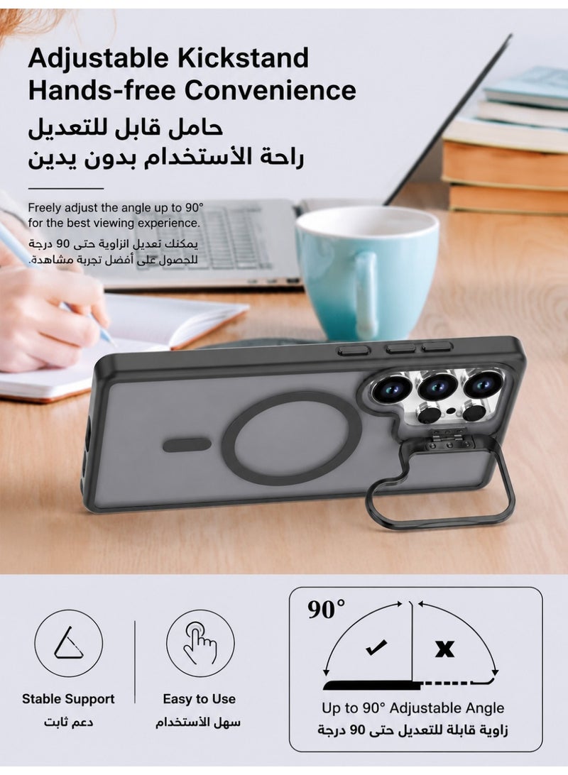 Samsung Galaxy S25 Ultra Case with MagSafe Compatible Magnetic Cover, Invisible Stand, Translucent Matte Back, Shockproof Slim Full Protection Phone Case - Image 3