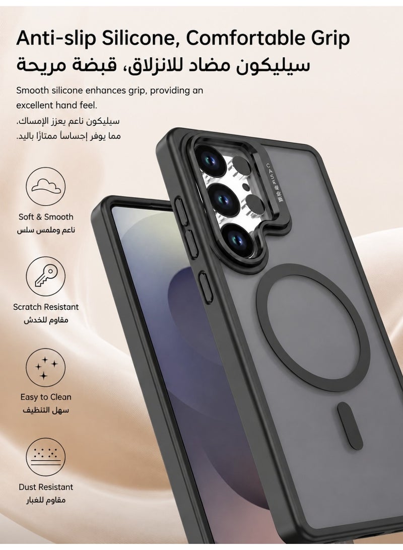Samsung Galaxy S25 Ultra Case with MagSafe Compatible Magnetic Cover, Invisible Stand, Translucent Matte Back, Shockproof Slim Full Protection Phone Case - Image 2