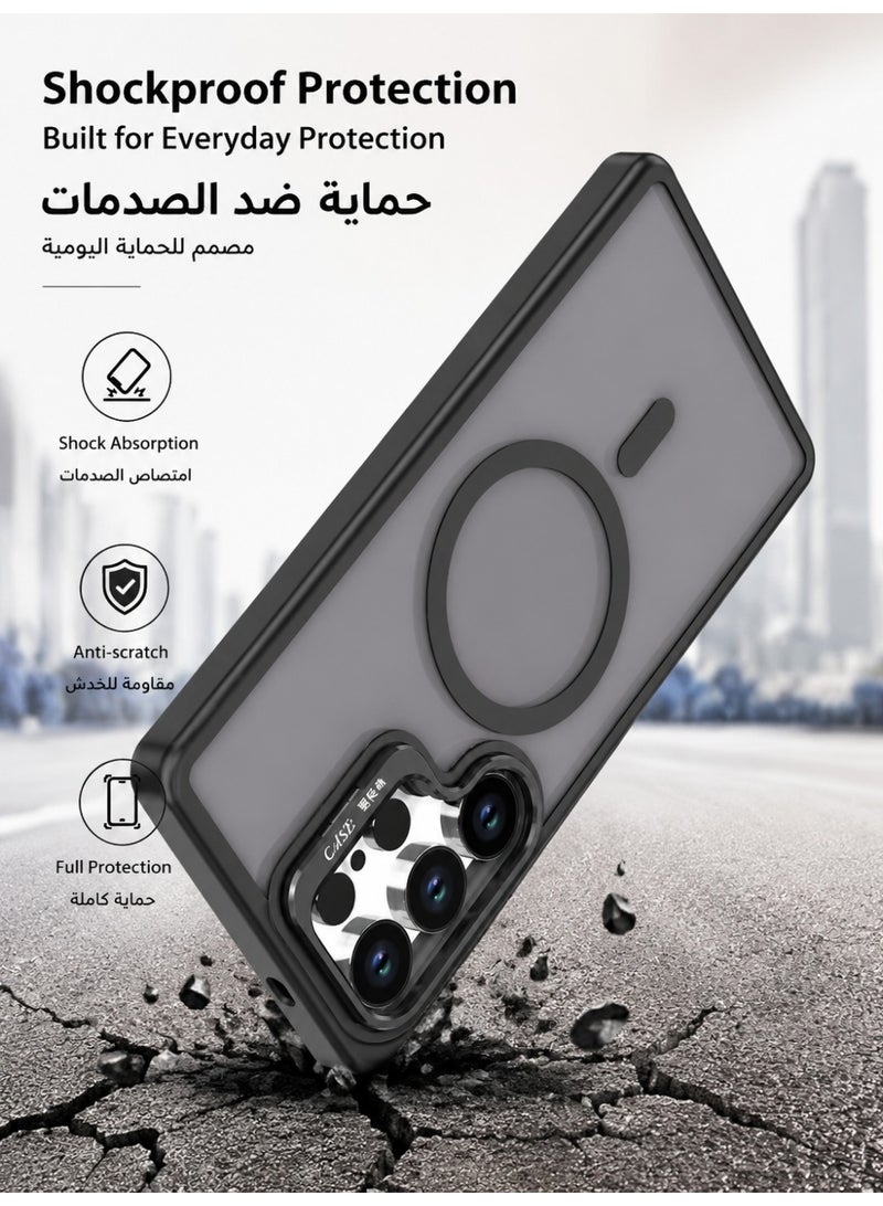 Samsung Galaxy S25 Ultra Case with MagSafe Compatible Magnetic Cover, Invisible Stand, Translucent Matte Back, Shockproof Slim Full Protection Phone Case - Image 4