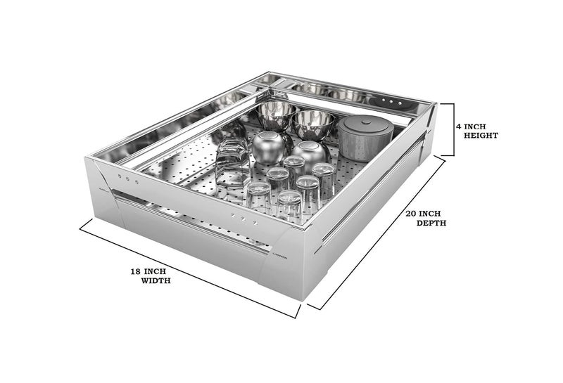 BLOO BASKET BLOO BASKET 202 Stainless Steel Modular Kitchen Basket Rectangular Sheet Perforated Size 4 Plain 6 Plain 8 Plain Set of 3 WITHOUT CHANNEL 18 INCH WIDTH 20 INCH DEPTH  - Image 3