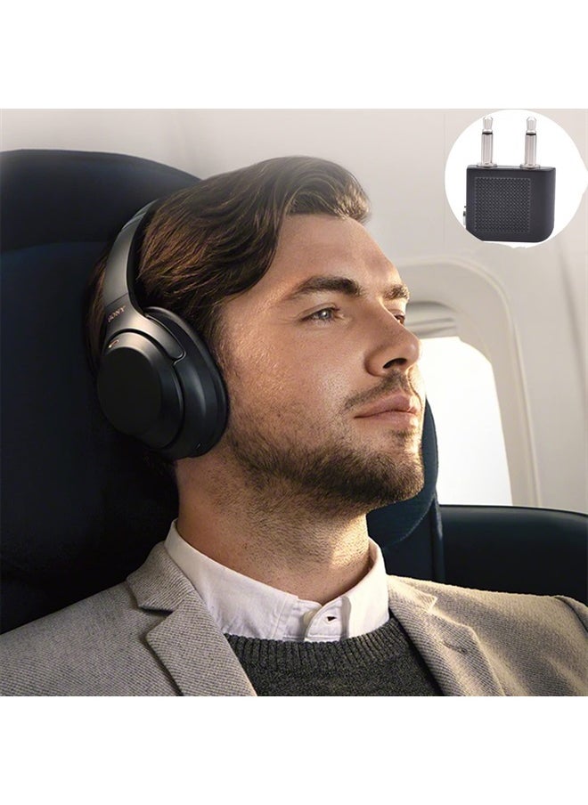 Saipomor - WH-1000XM4 Airplane Headphone Adapter 3.5mm Golden Plated Airline Earphone Adapter for in-Flight Entertainment System Compatible with Sony WH1000XM4 WH-1000XM3 WH-1000XM2 MDR-1000X EX750NA Headphones - Image 1