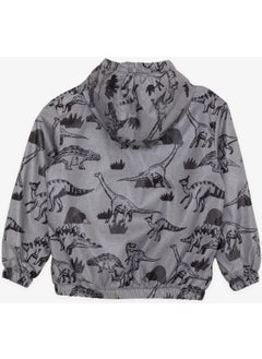 Breeze Boy's Raincoat Strong Dinosaurs Patterned 1-6 Years, Smoked Melange  - Image 3