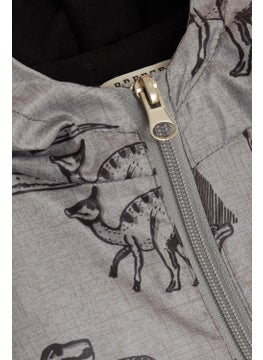 Breeze Boy's Raincoat Strong Dinosaurs Patterned 1-6 Years, Smoked Melange  - Image 4