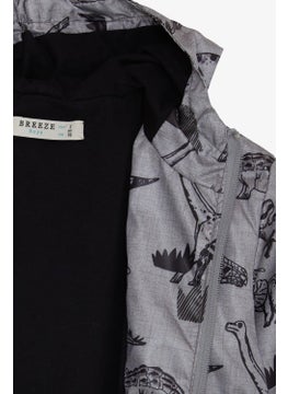 Breeze Boy's Raincoat Strong Dinosaurs Patterned 1-6 Years, Smoked Melange  - Image 5