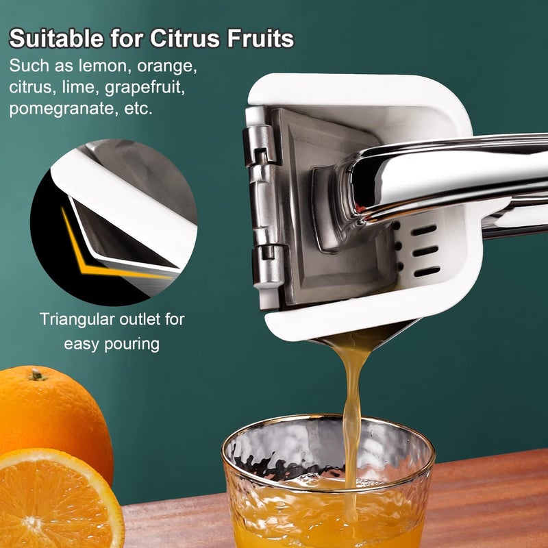 SUCCFLY Lemon Squeezer Stainless Steel, Manual Juicer Citrus Lime Orange Fruit Squeezer Heavy Duty Ergonomic Handle Labor-saving Large Capacity Juice Press Hand Handheld Juicer (5 Year Warranty) - Image 4