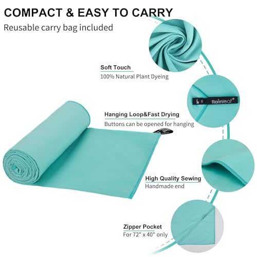 Rainleaf Microfiber Towel Perfect Travel & Gym & Camping Towel. Quick Dry - Super Absorbent - Ultra Compact - Lightweight. Suitable for Trip, Beach, Shower, Backpacking, Pool - Image 3