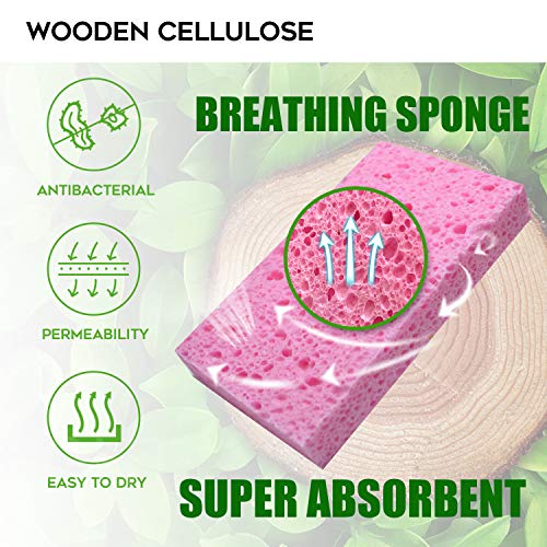 PANYEE Cleaning Scrub Colored Sponge,Non-Scratch Kitchen Cellulose Dishwashing Sponge,16Pack Biodegradable Natural Sponge - Image 3