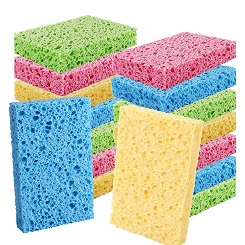 PANYEE Cleaning Scrub Colored Sponge,Non-Scratch Kitchen Cellulose Dishwashing Sponge,16Pack Biodegradable Natural Sponge - Image 1