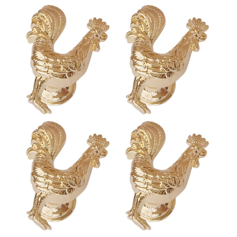 4 Zinc Alloy Drawer Handles Pewter Single Hole Rooster Shape Cabinet Pull - Image 3