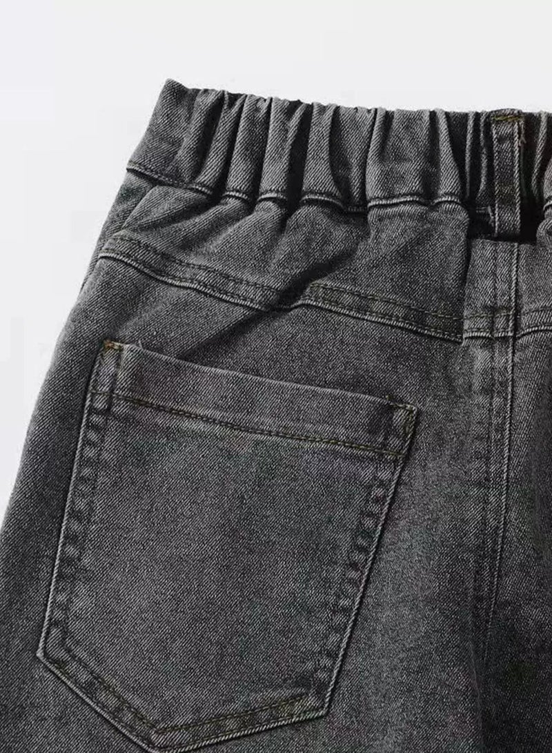 Girls Solid Ripped Straight Leg Jeans  - Image 3
