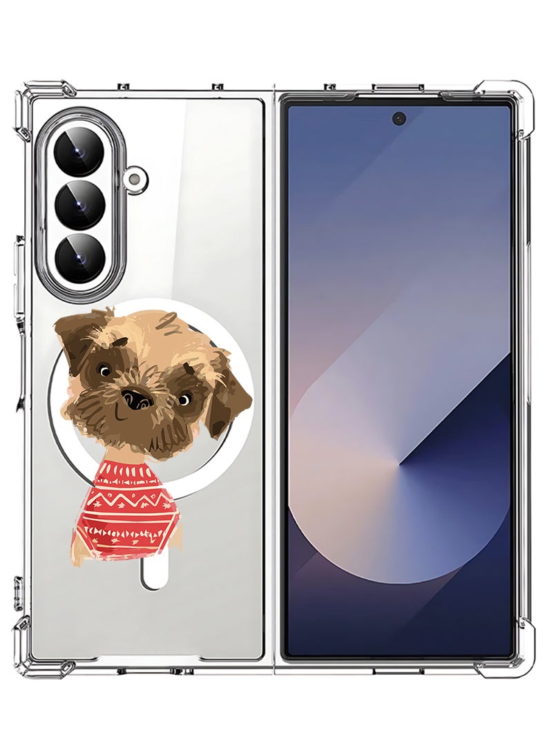 Theodor Magnetic Case for Samsung Galaxy Z Fold 7 Compatible with MagSafe Wireless Charging, Shockproof Phone Bumper Cover Dog - Image 1