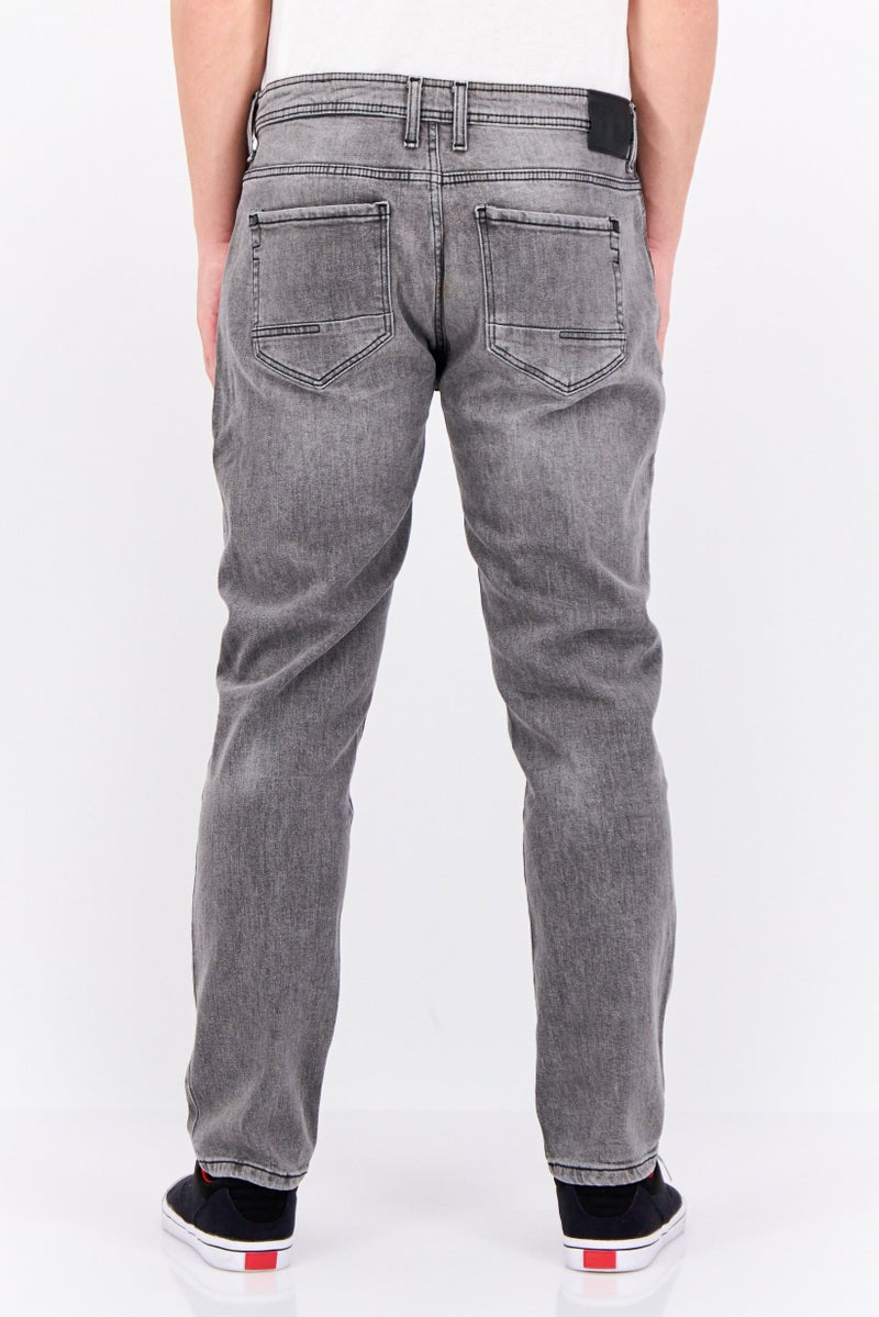 CROSSHATCH جينز ضيق للرجال بتصميم مغسول وقابل للتمدد، رمادي - Image 3