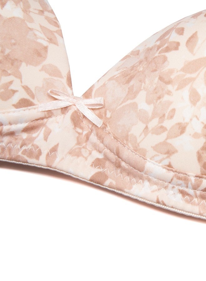 TAHARI Girls' 3-Pack Molded Wireless Bras, Pale Floral, Peach, Pink, 85A - Image 4
